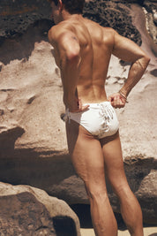 PALM SPRINGS SWIM BRIEF WHITE TIE UP (PRE ORDER)